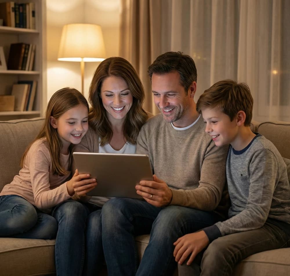 Mother and child with tablet